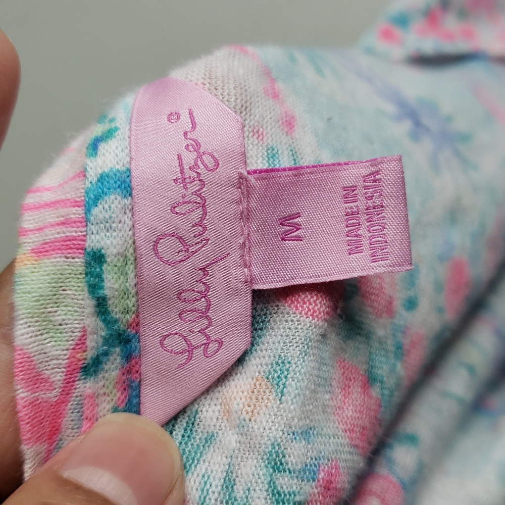 Lilly Pulitzer Inara 100% Linen Floral Vibrant Shirt Top Size M Beachy Coastal - Picture 9 of 15